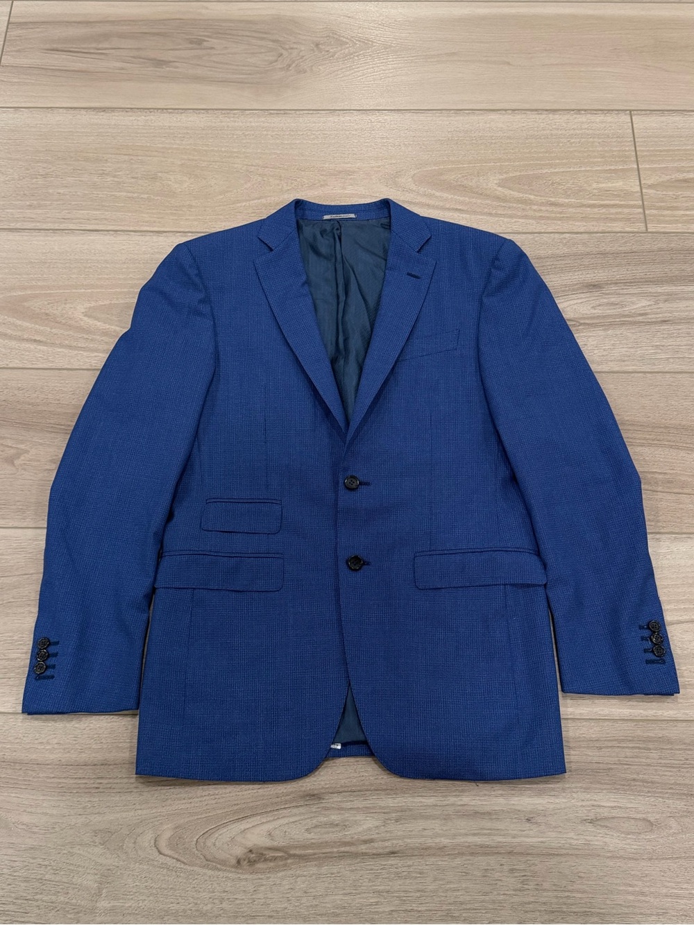 Canali 1934 Blazer Sport Coat Su Misura Men's Size EU 48 Wool Patterned Blue